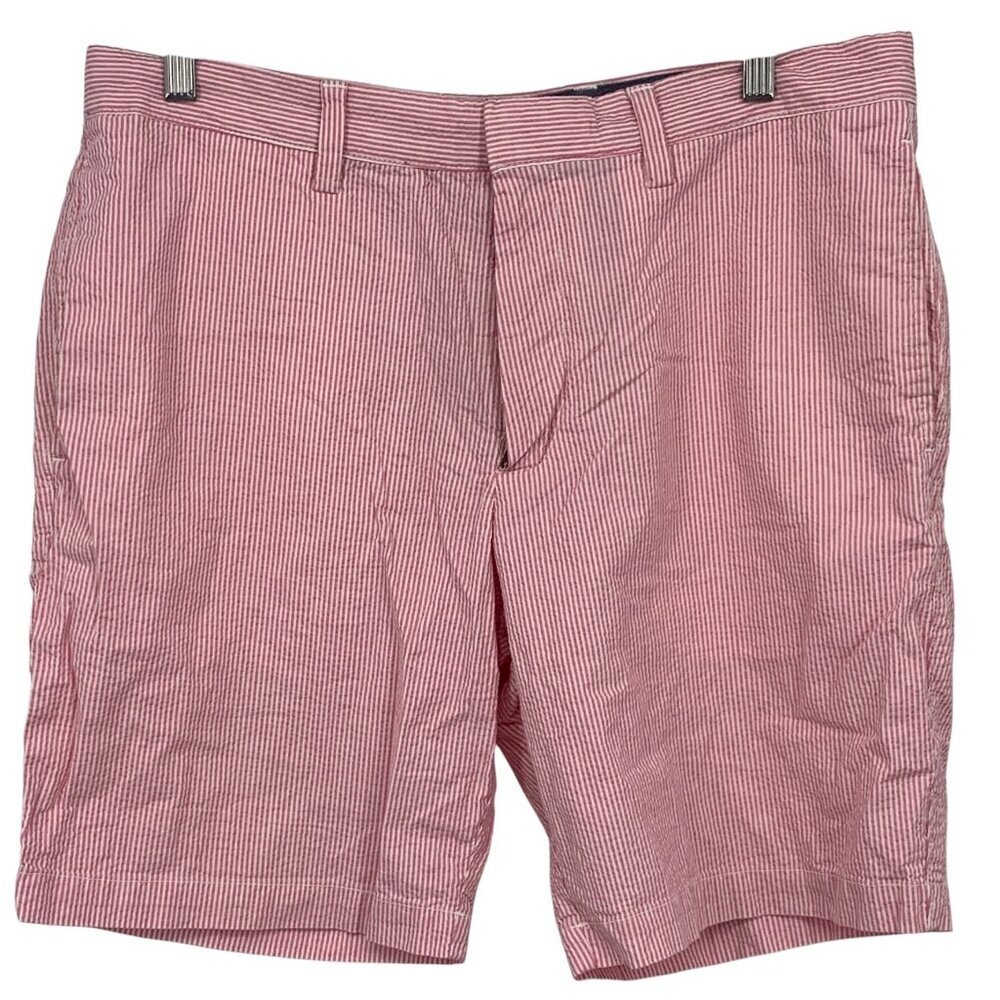 Banana Republic Aiden Club Short 34 Pink White Stripe Cotton Walking Preppy EUC